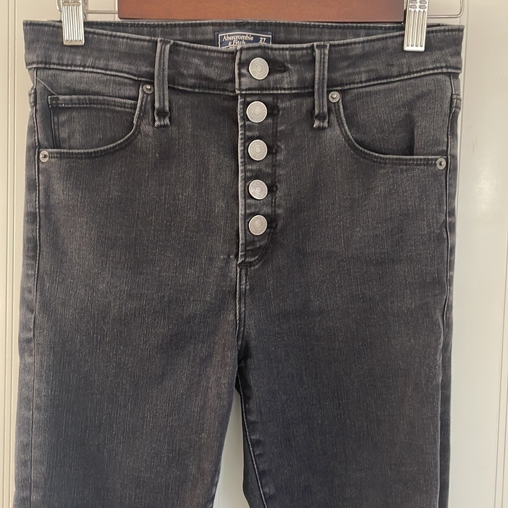 Abercrombie & Fitch high rise super skinny ankle stretchy button fly size 27/4S - Picture 3 of 14